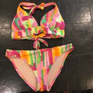 Beach Sexy Tie-Die Push Up Halter Bikini M